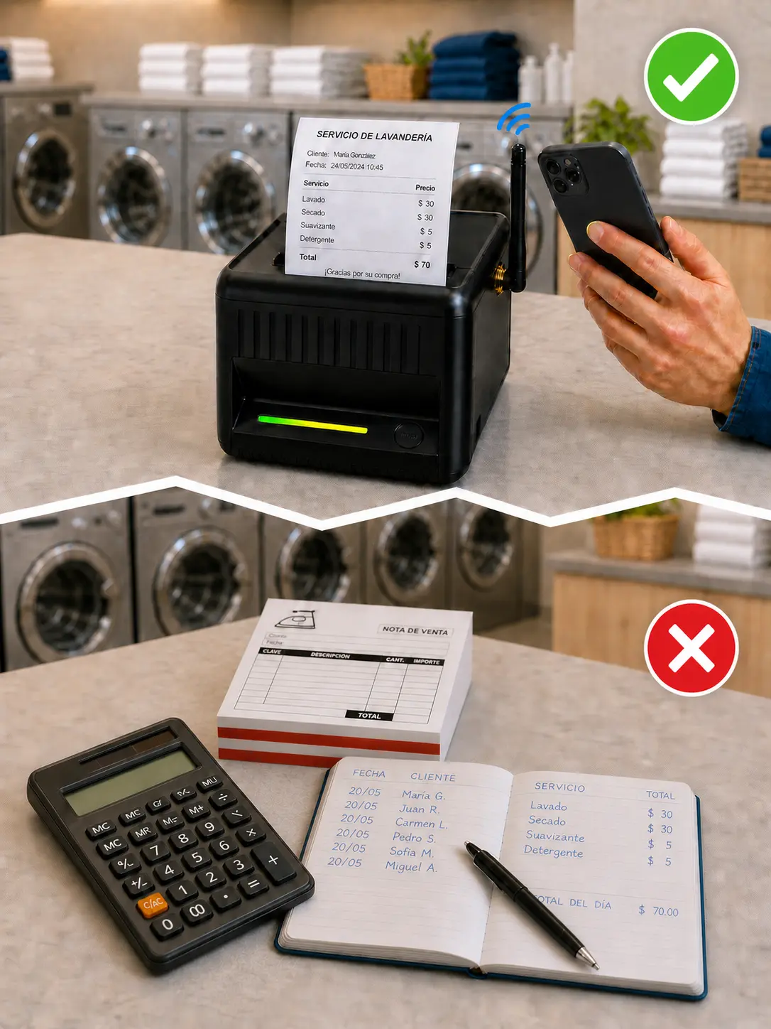 LavandaPOS integrado en una Smart POS Printer para lavanderías